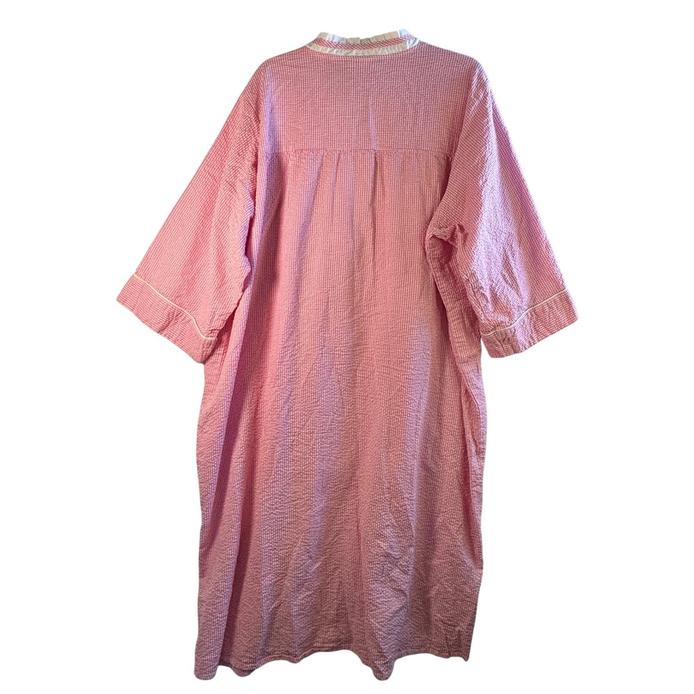 Country Store Pink Gingham Seersucker Robe Housecoat Cotton Zip Front 2X Plus - Picture 2 of 7